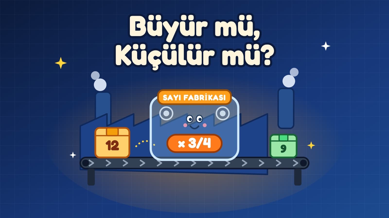 Büyür mü, Küçülür mü? Kesirle Çarpma ve Bölmeyi Makinenin İçinde Gösteren Ücretsiz Matematik Oyunu